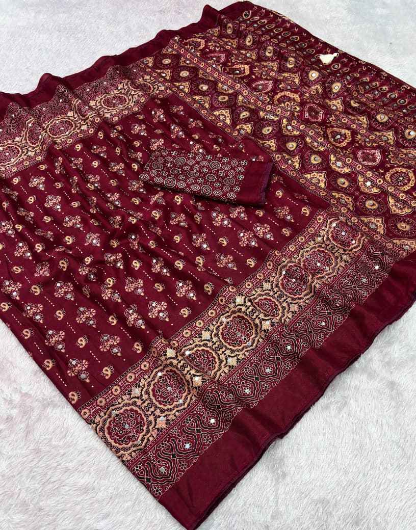MUL COTTON ORIGINAL MIRROR WORK SAREE 1