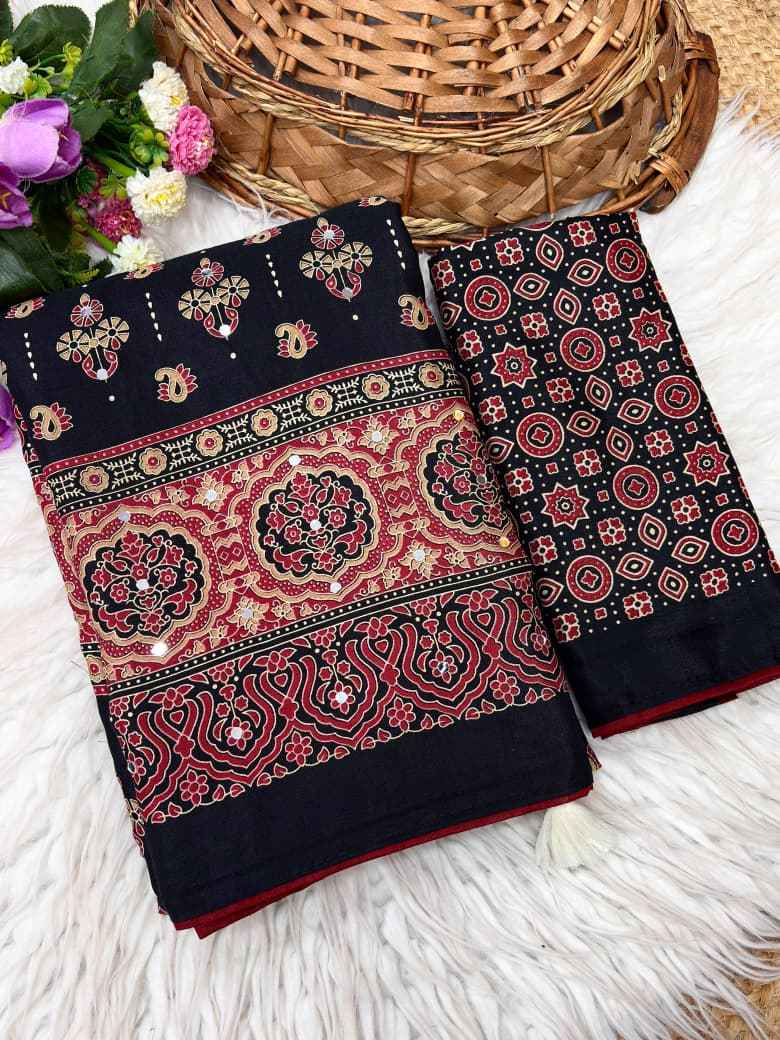 MUL COTTON ORIGINAL MIRROR WORK SAREE 1