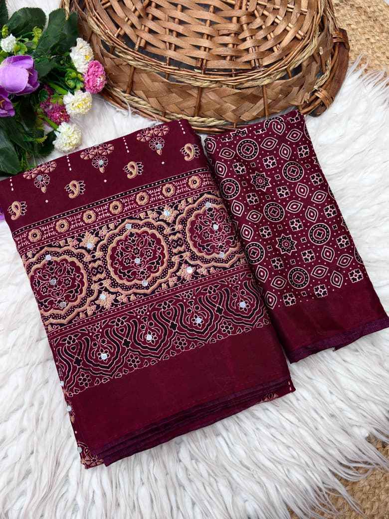 MUL COTTON ORIGINAL MIRROR WORK SAREE 1