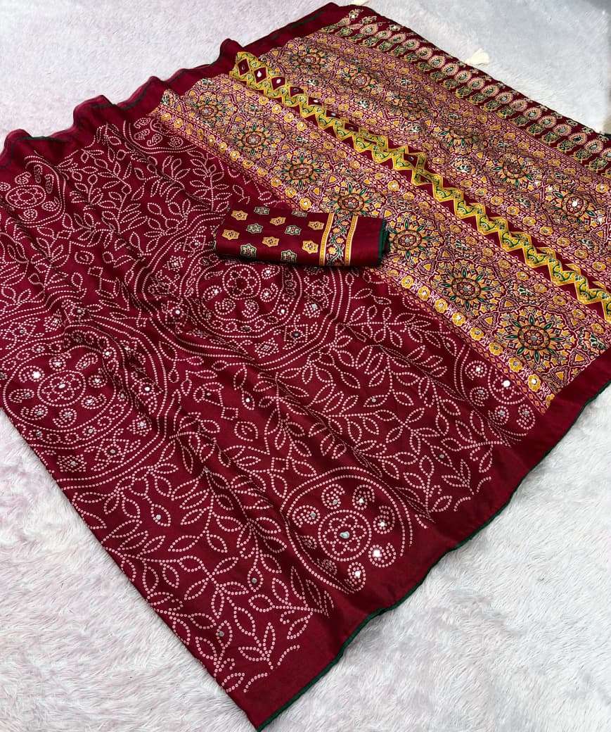 MUL COTTON ORIGINAL MIRROR WORK SAREE 