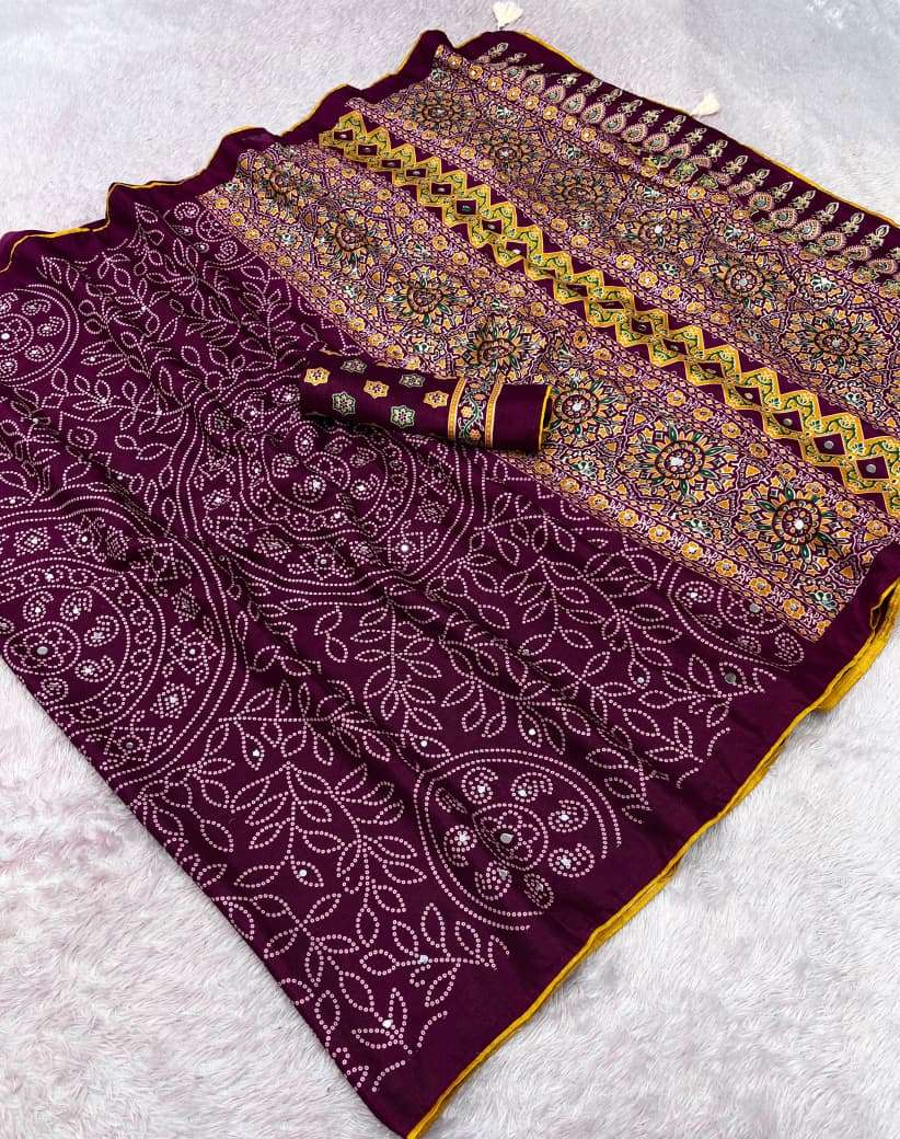 MUL COTTON ORIGINAL MIRROR WORK SAREE 