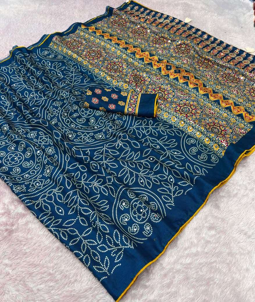 MUL COTTON ORIGINAL MIRROR WORK SAREE 