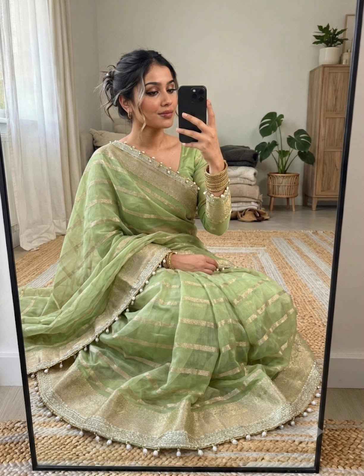 ORGANZA TISSUE SILK ZARI WEAVING WORK SAREE 
