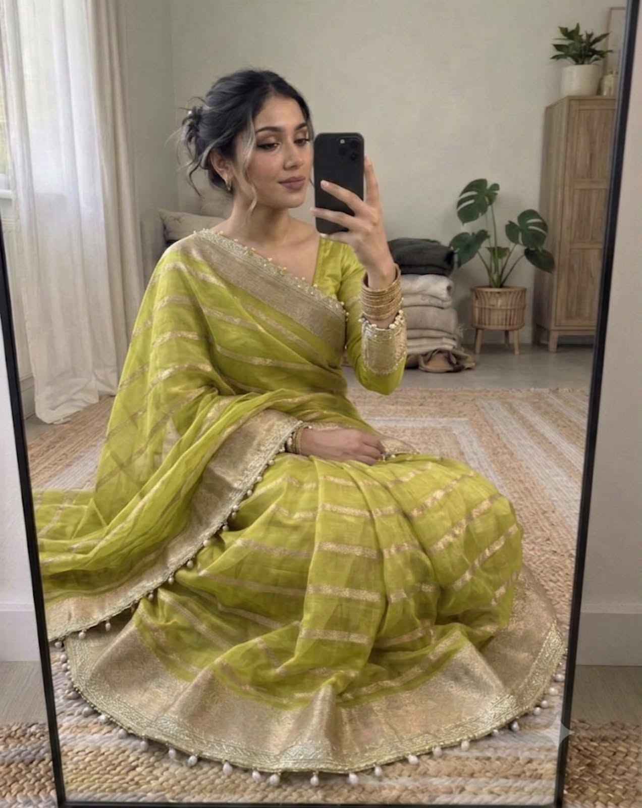 ORGANZA TISSUE SILK ZARI WEAVING WORK SAREE 