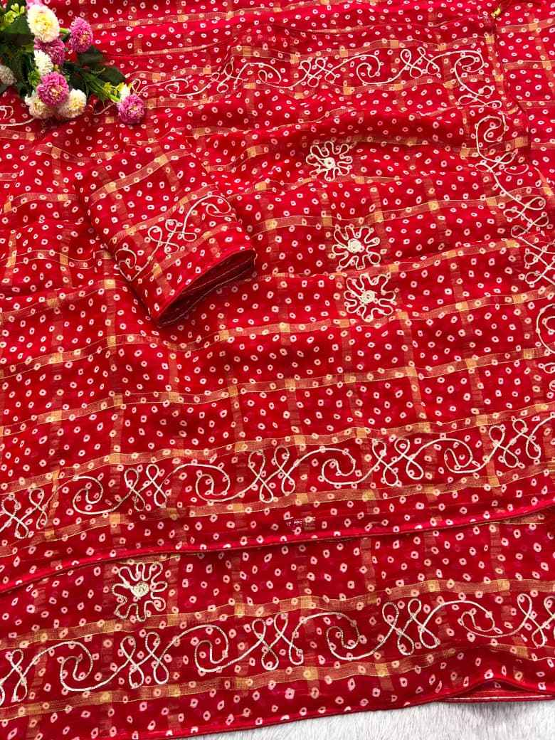 PANETAR BANDHNI REBIN WORK SAREE