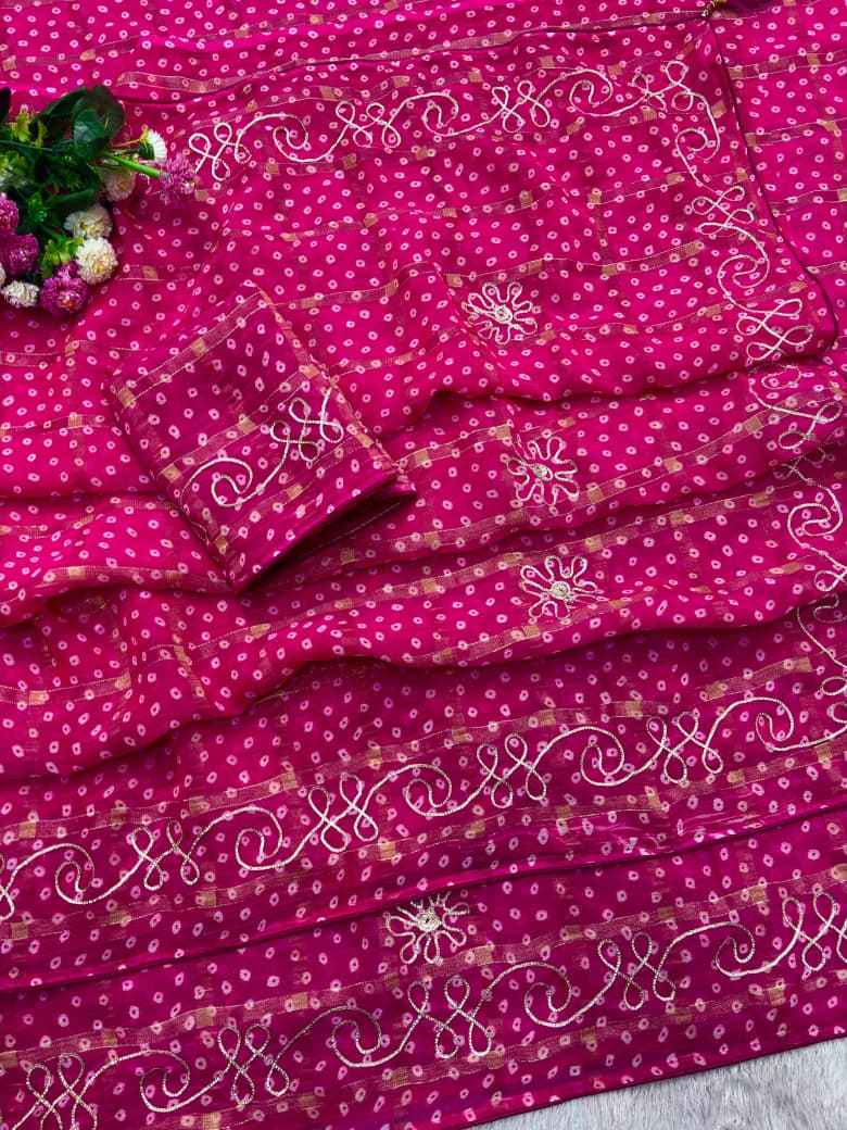 PANETAR BANDHNI REBIN WORK SAREE