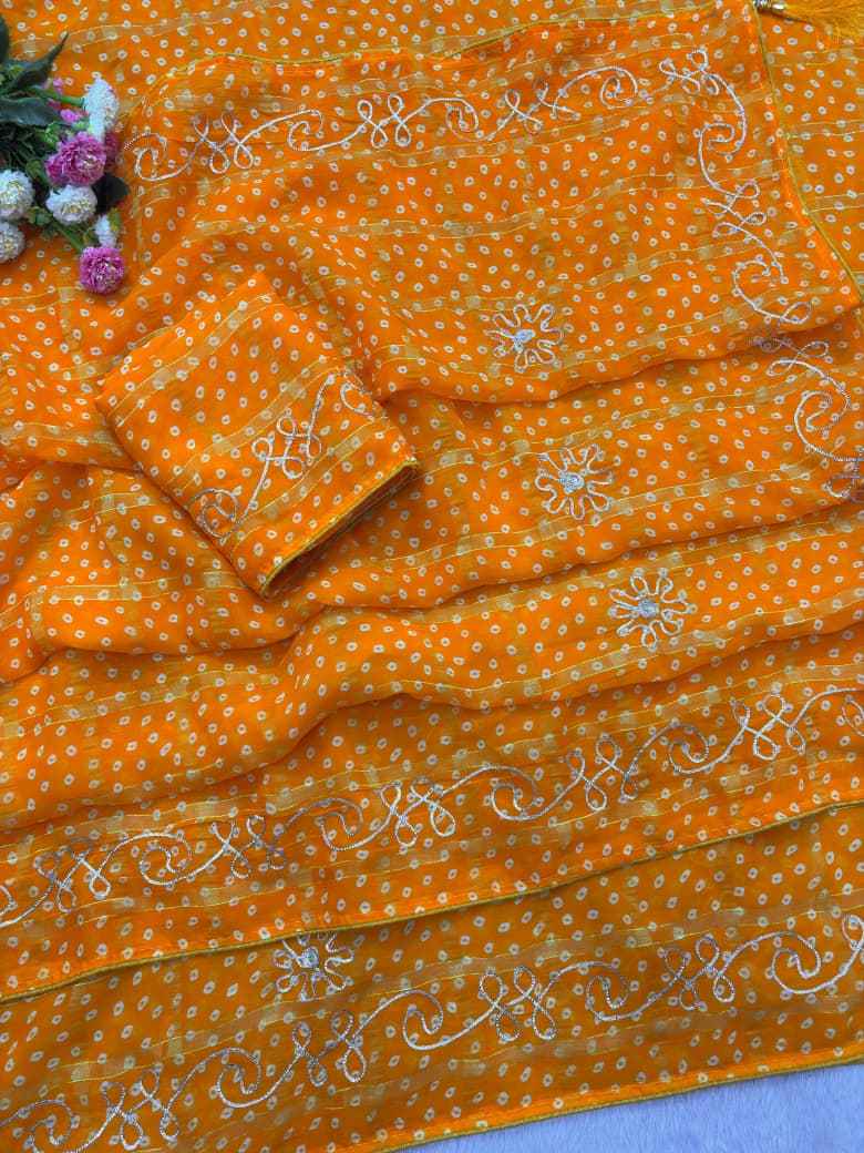 PANETAR BANDHNI REBIN WORK SAREE