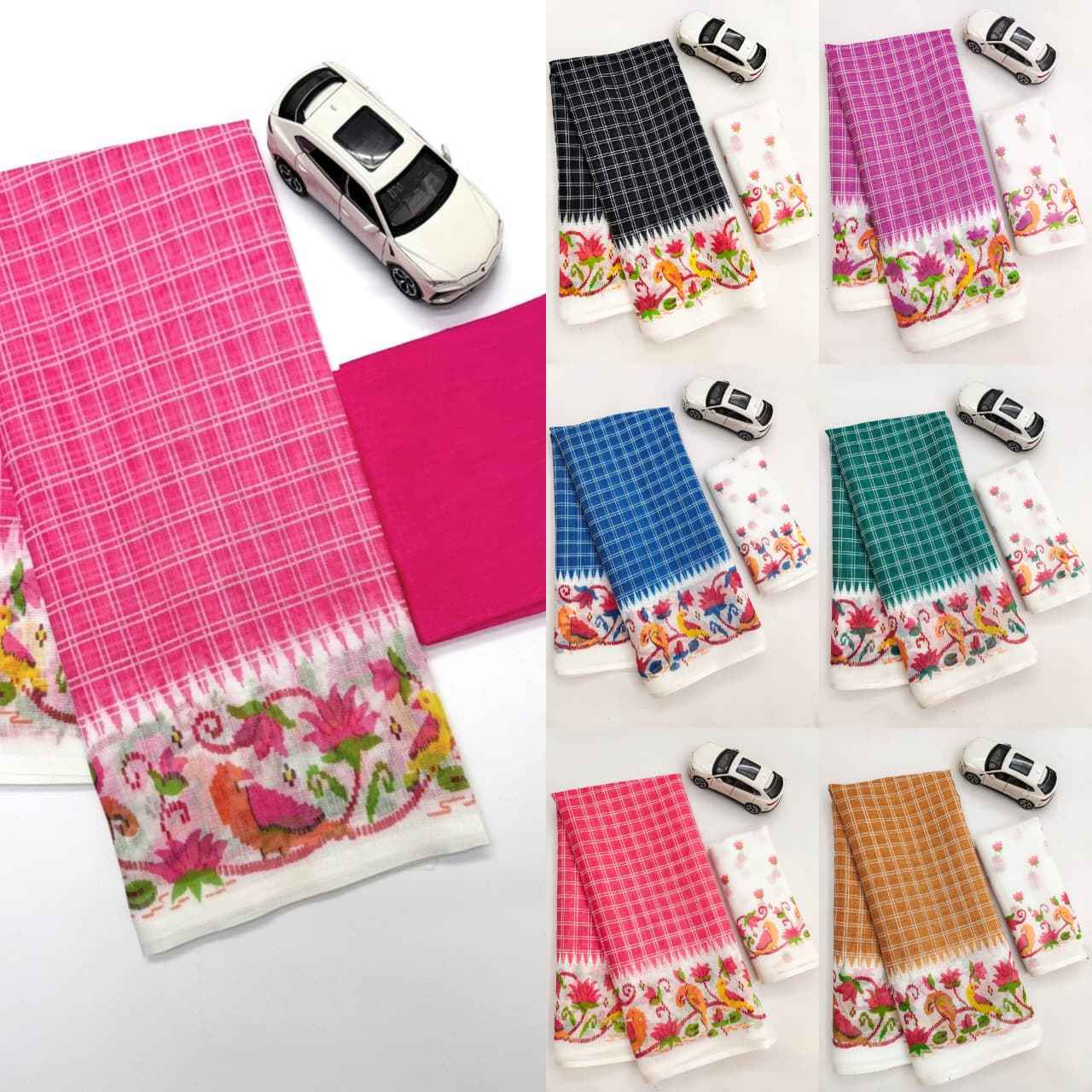 PLAIN LINEN DIGITAL PRINTED SAREE CODE MG707
