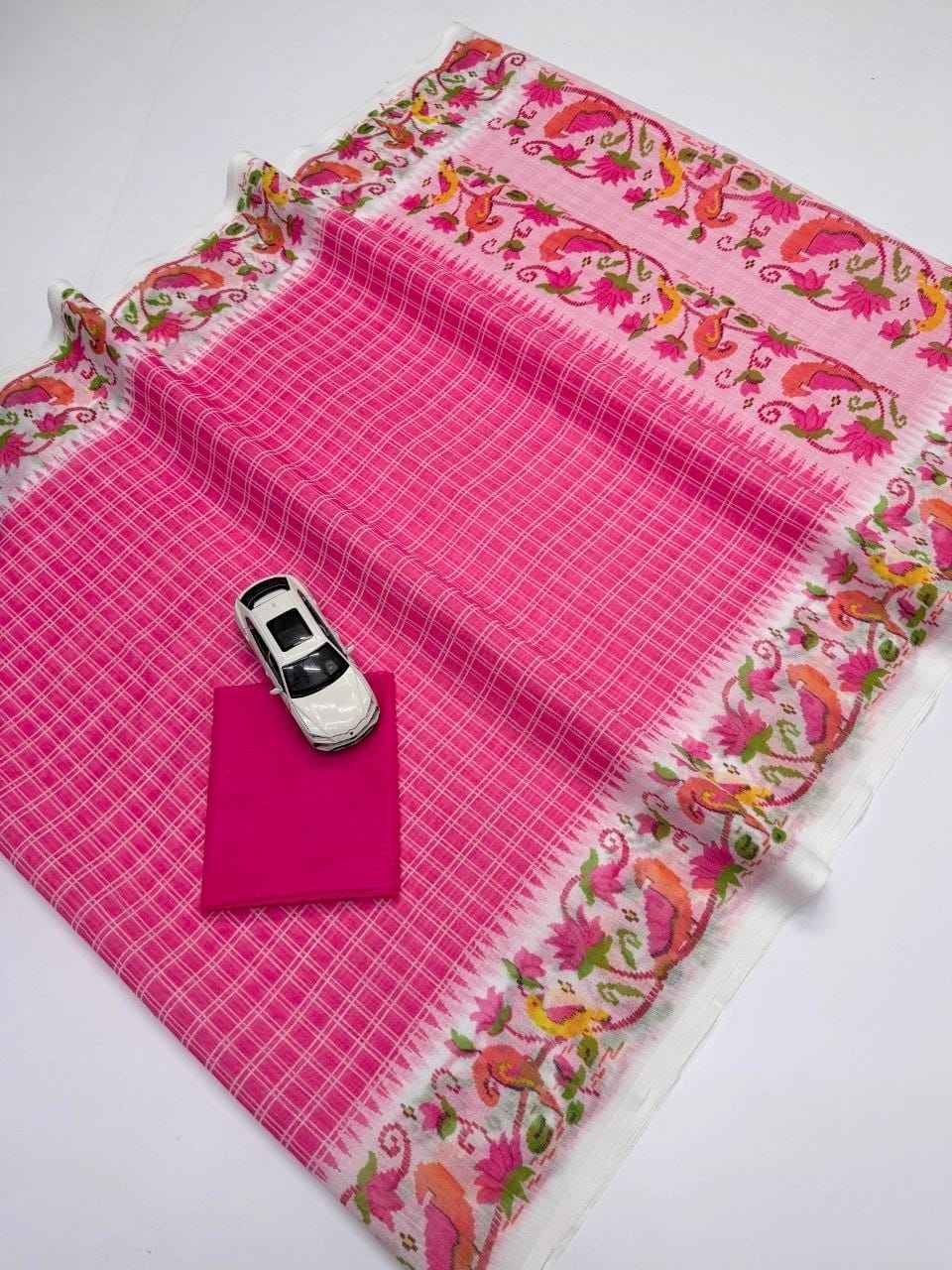 PLAIN LINEN DIGITAL PRINTED SAREE CODE MG707