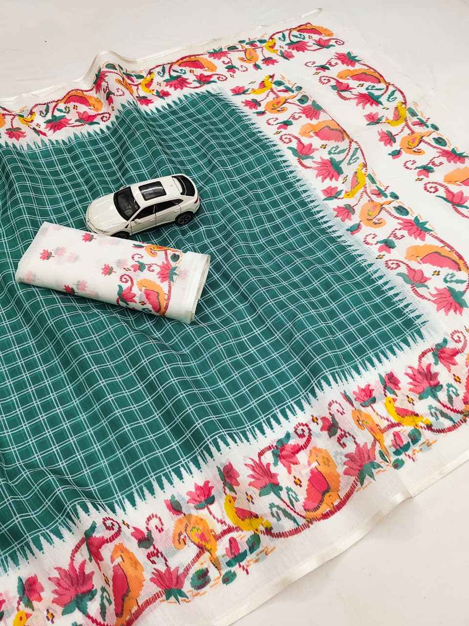 PLAIN LINEN DIGITAL PRINTED SAREE CODE MG707