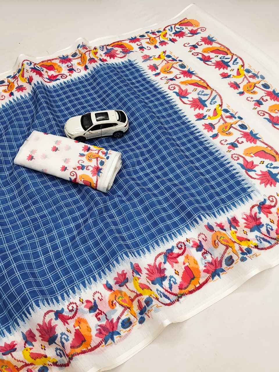 PLAIN LINEN DIGITAL PRINTED SAREE CODE MG707