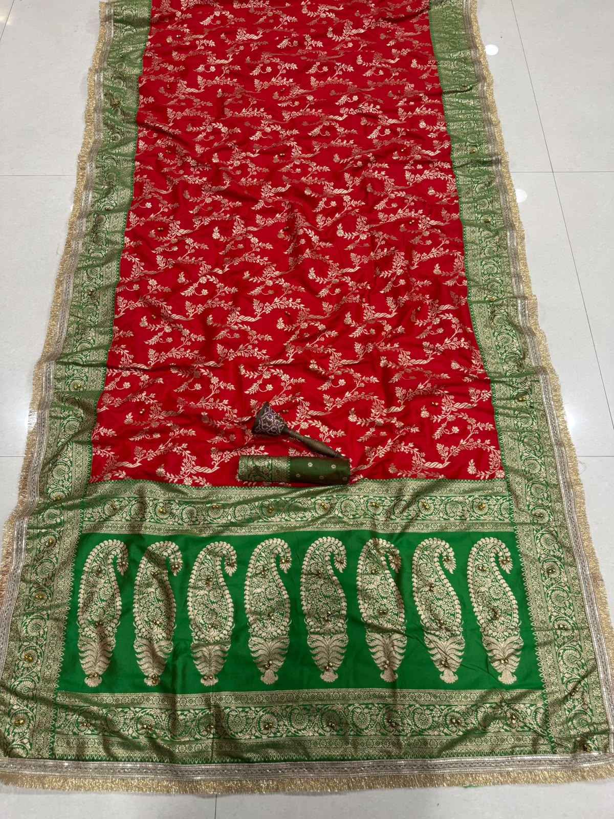 BANARASI SILK ZARI WEAVING GHUNGHARU WORK SAREE
