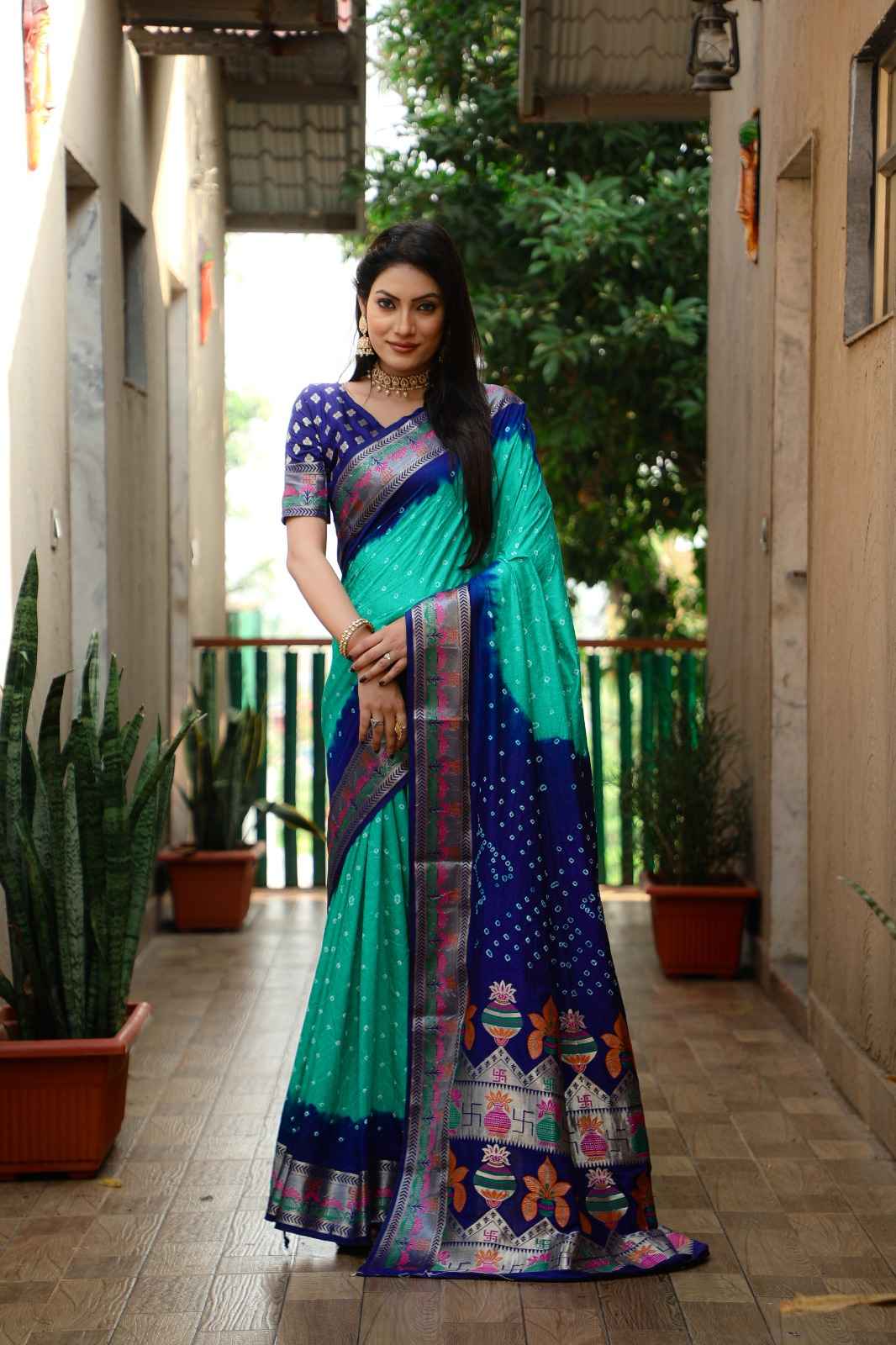 PURE BANDHEJ SILK MINAKARI ZARI WEAVING SAREE