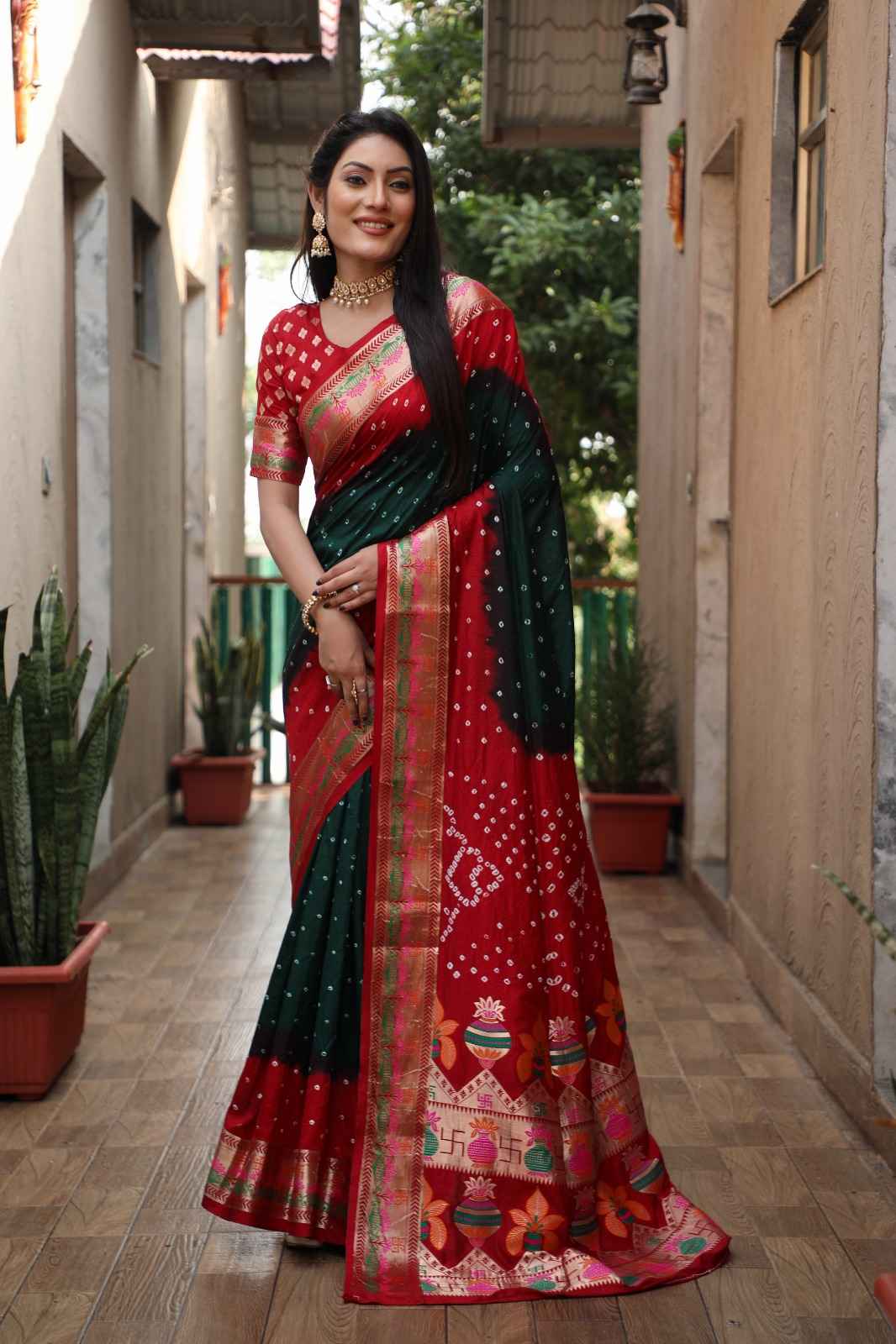 PURE BANDHEJ SILK MINAKARI ZARI WEAVING SAREE
