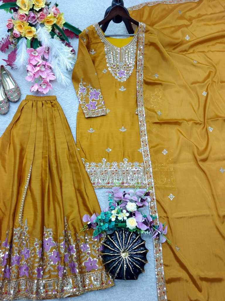 PURE CHINON SILK EMBROIDERY WORK READYMADE SUIT