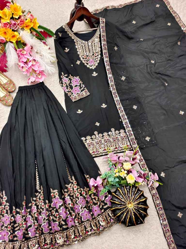 PURE CHINON SILK EMBROIDERY WORK READYMADE SUIT