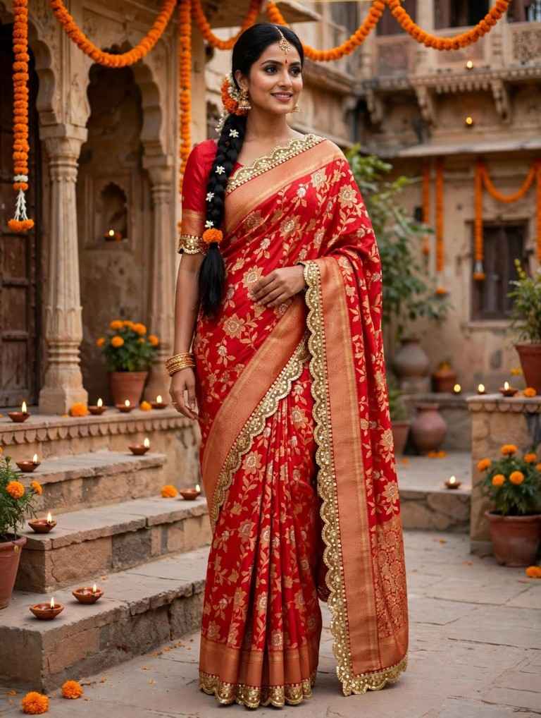 PURE KHADDI DOLA SILK GOLD ZARI WEAVING SAREE