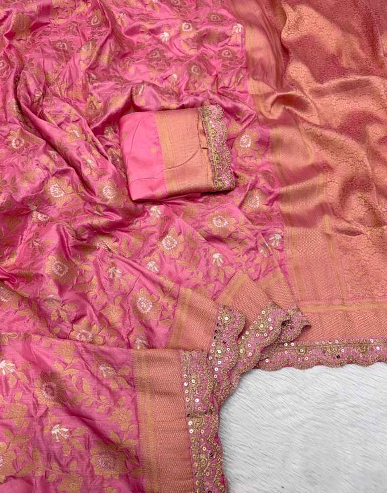 PURE KHADDI DOLA SILK GOLD ZARI WEAVING SAREE