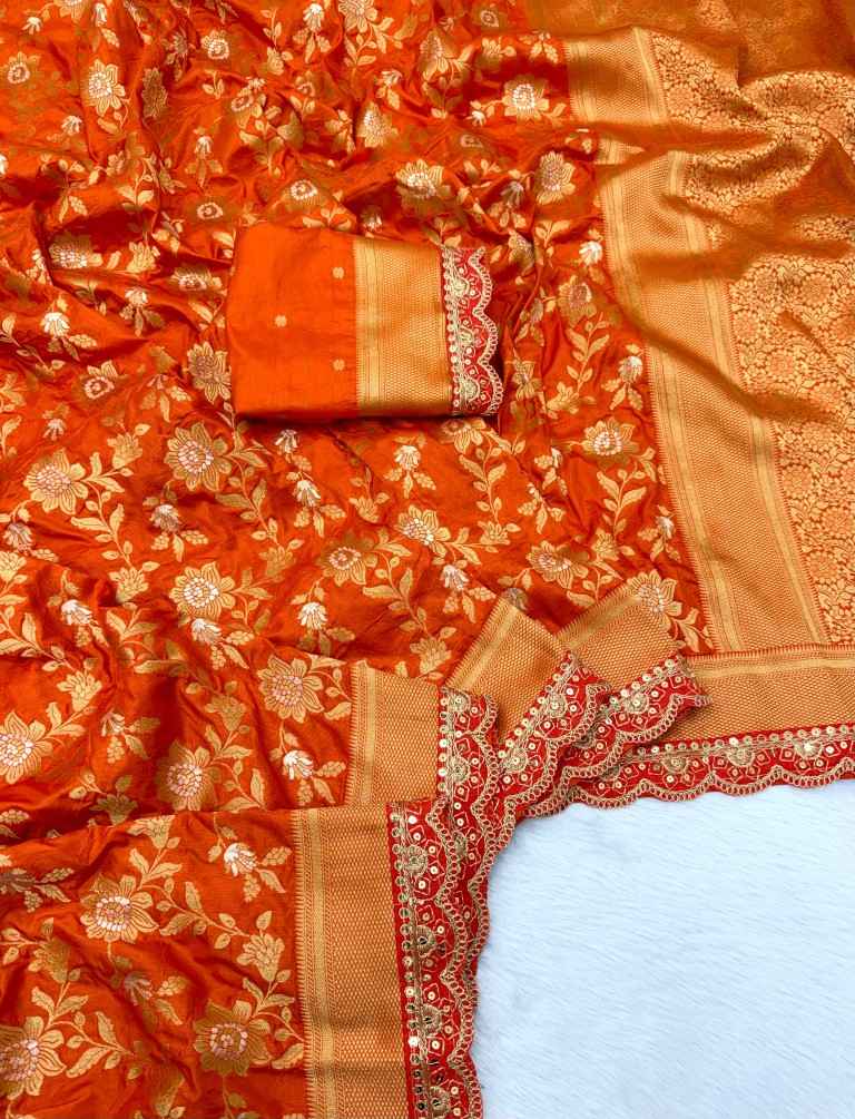 PURE KHADDI DOLA SILK GOLD ZARI WEAVING SAREE