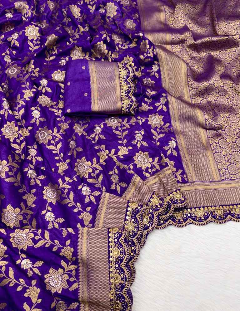 PURE KHADDI DOLA SILK GOLD ZARI WEAVING SAREE