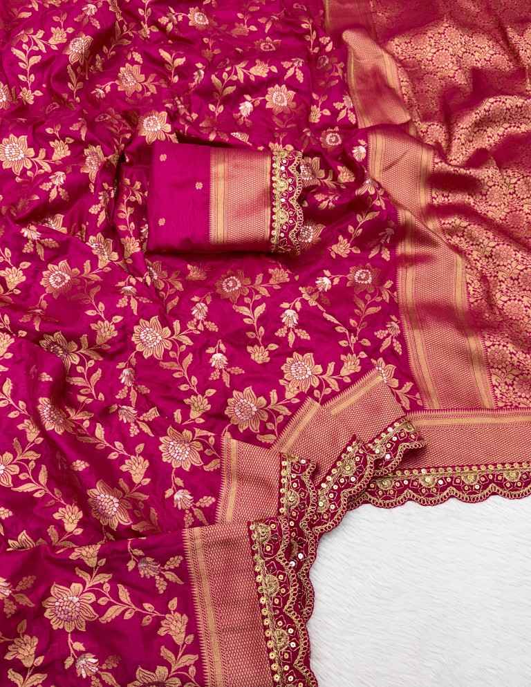 PURE KHADDI DOLA SILK GOLD ZARI WEAVING SAREE