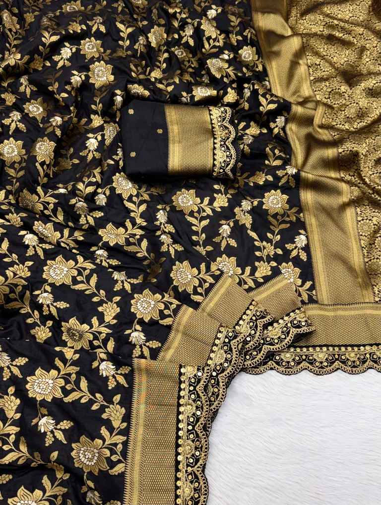 PURE KHADDI DOLA SILK GOLD ZARI WEAVING SAREE