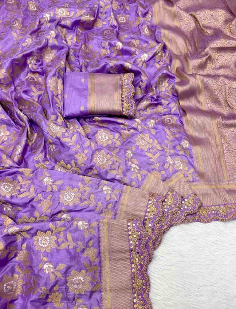 PURE KHADDI DOLA SILK GOLD ZARI WEAVING SAREE