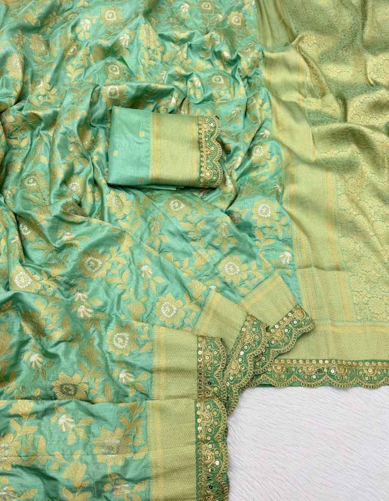 PURE KHADDI DOLA SILK GOLD ZARI WEAVING SAREE