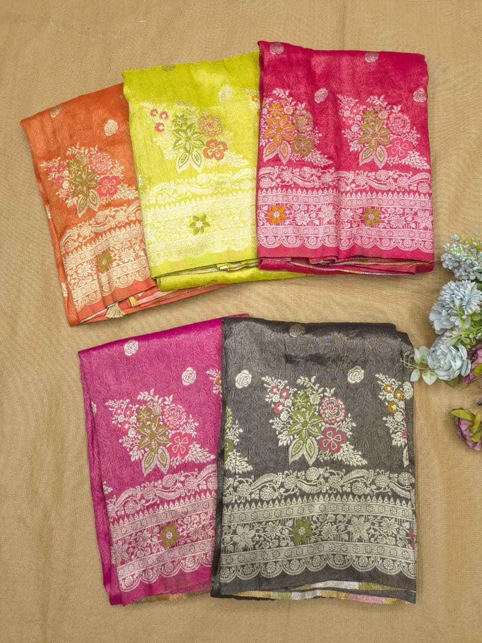 ORGANZA TISSUE SILK MEENAKARI WEAVING FLORAL SAREE