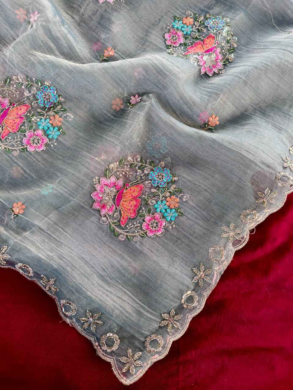 PURE SALSA EMBORIDED MOTTIFS WORK SAREE