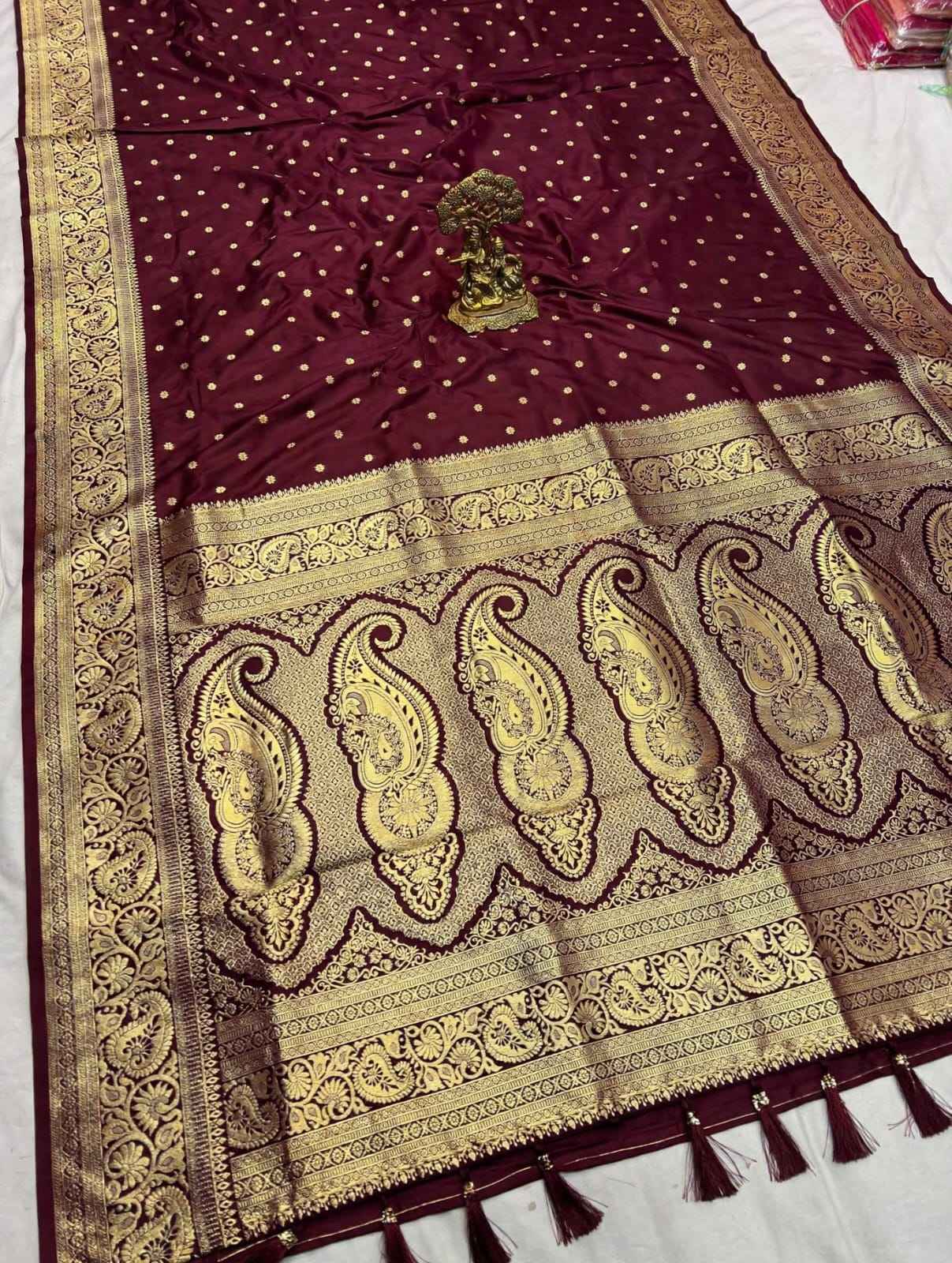 PURE SOFT BANARASI SILK GOLD ZARI WEAVING SAREE 1