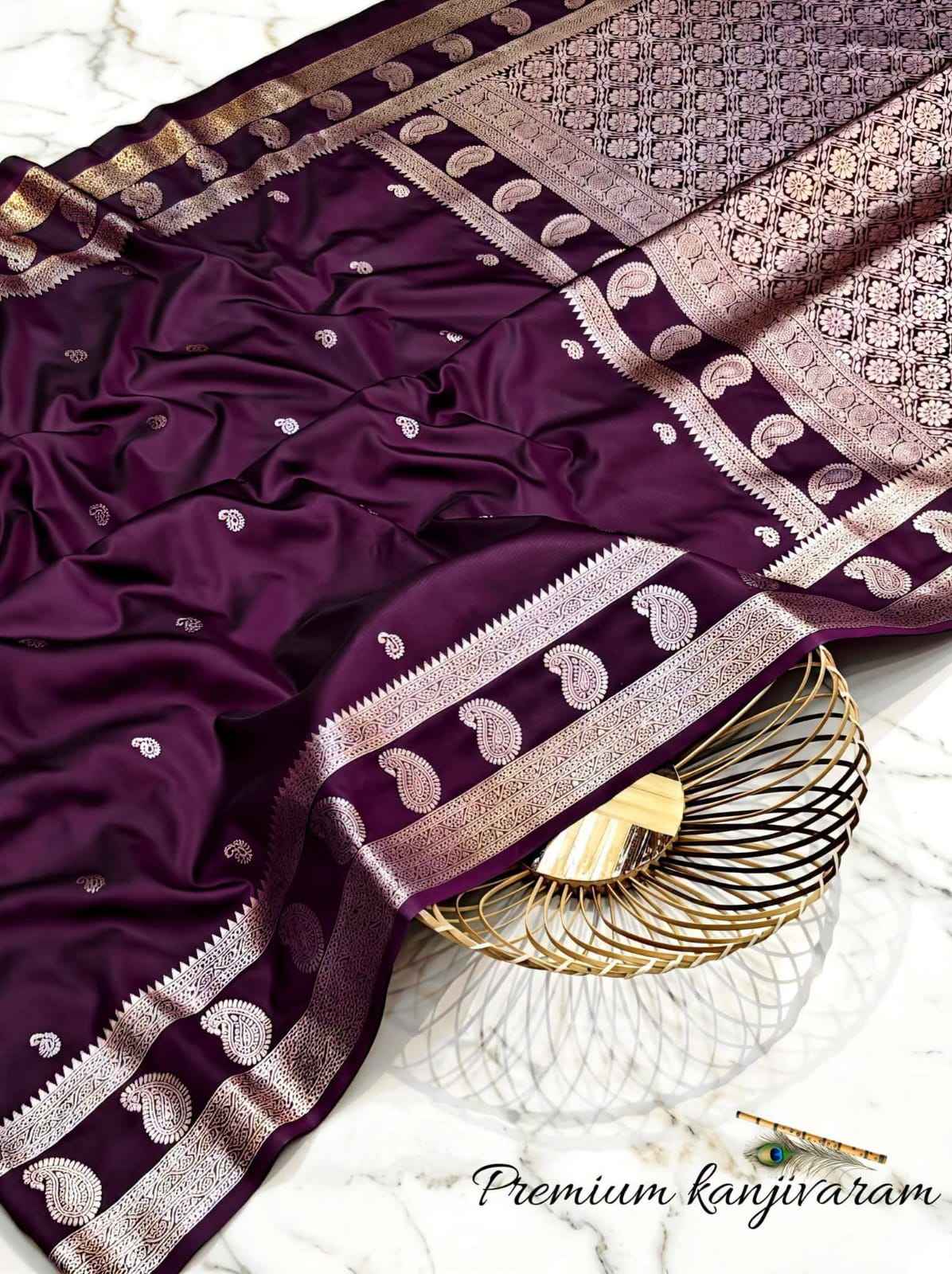 PURE SOFT BANARASI SILK GOLD ZARI WEAVING SAREE 2