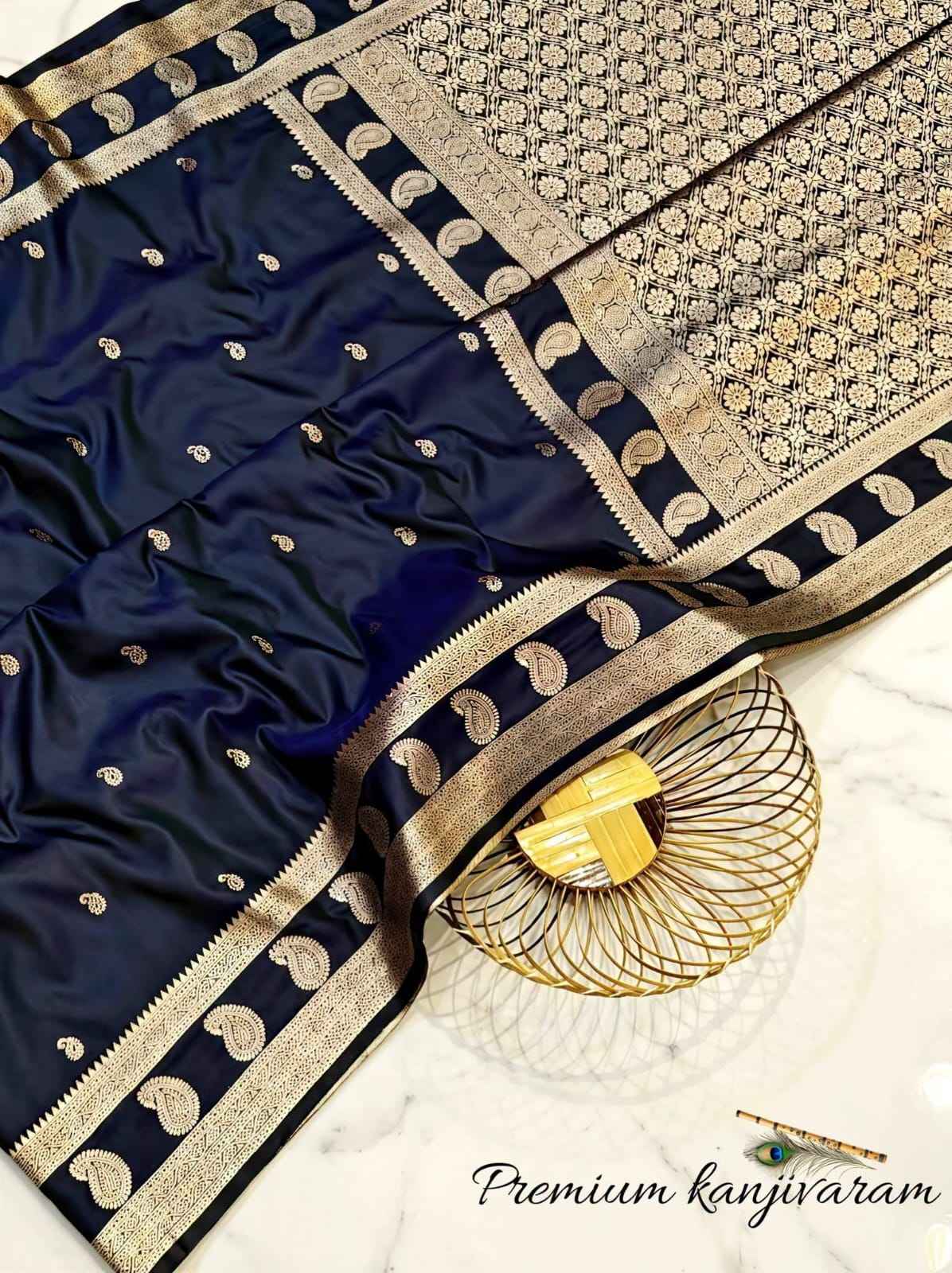 PURE SOFT BANARASI SILK GOLD ZARI WEAVING SAREE 2