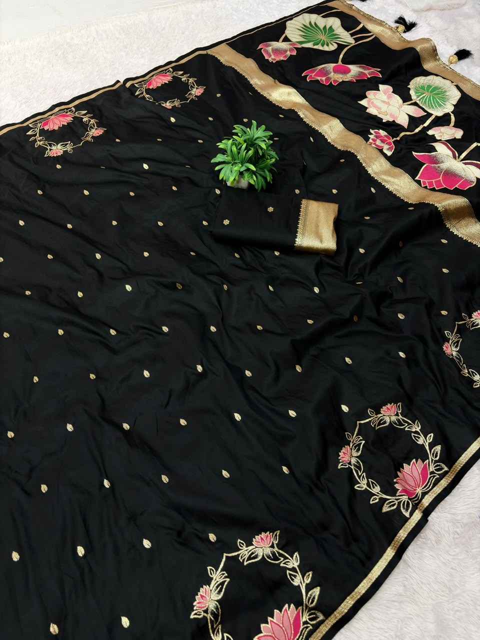 PURE SOFT BANARASI SILK ZARI MINA WEAVING WORK SAREE 