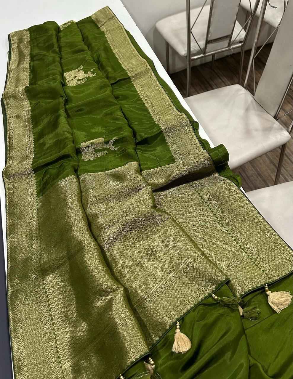 PURE SOFT RUSSIAN SILK HIRAN ZARI WEAVING SAREE 