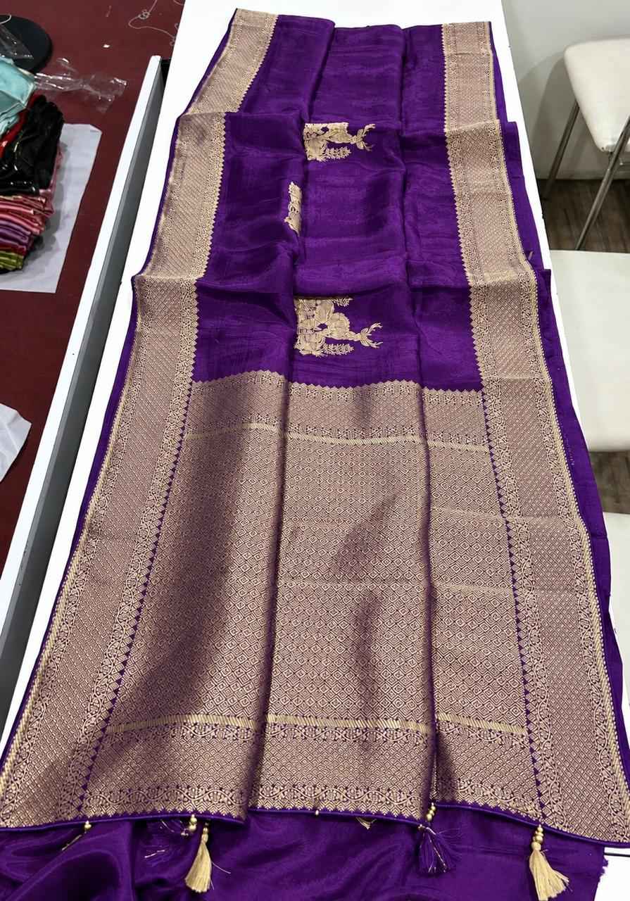 PURE SOFT RUSSIAN SILK HIRAN ZARI WEAVING SAREE 