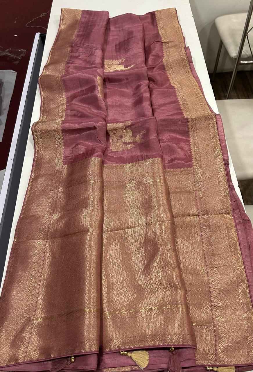 PURE SOFT RUSSIAN SILK HIRAN ZARI WEAVING SAREE 
