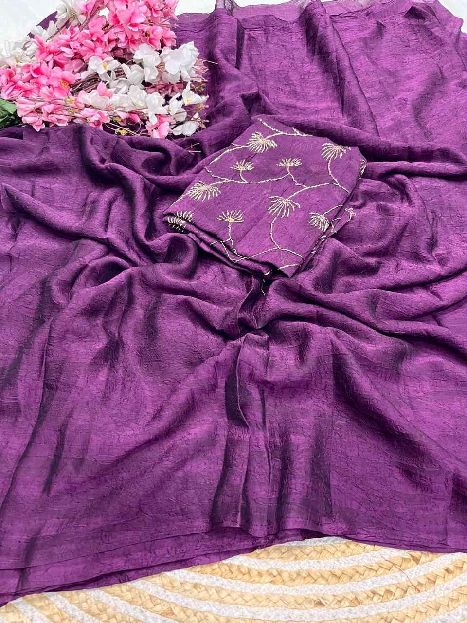RANGOLI CRUSH PLAIN DESIGNER SAREE