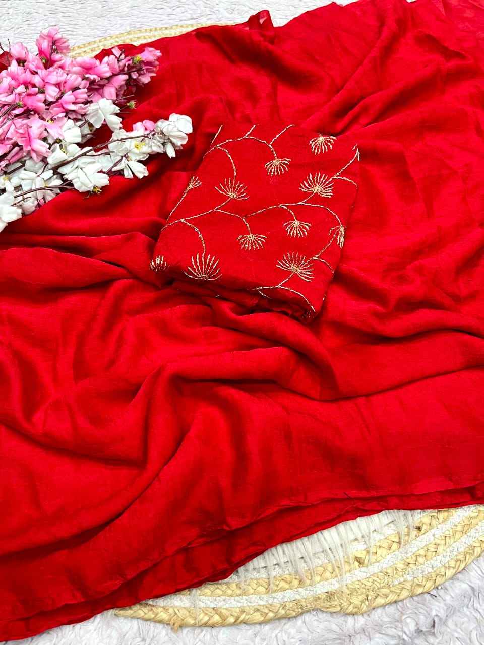 RANGOLI CRUSH PLAIN DESIGNER SAREE