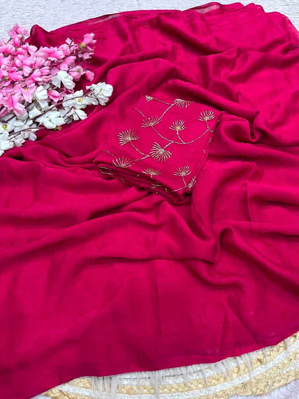 RANGOLI CRUSH PLAIN DESIGNER SAREE