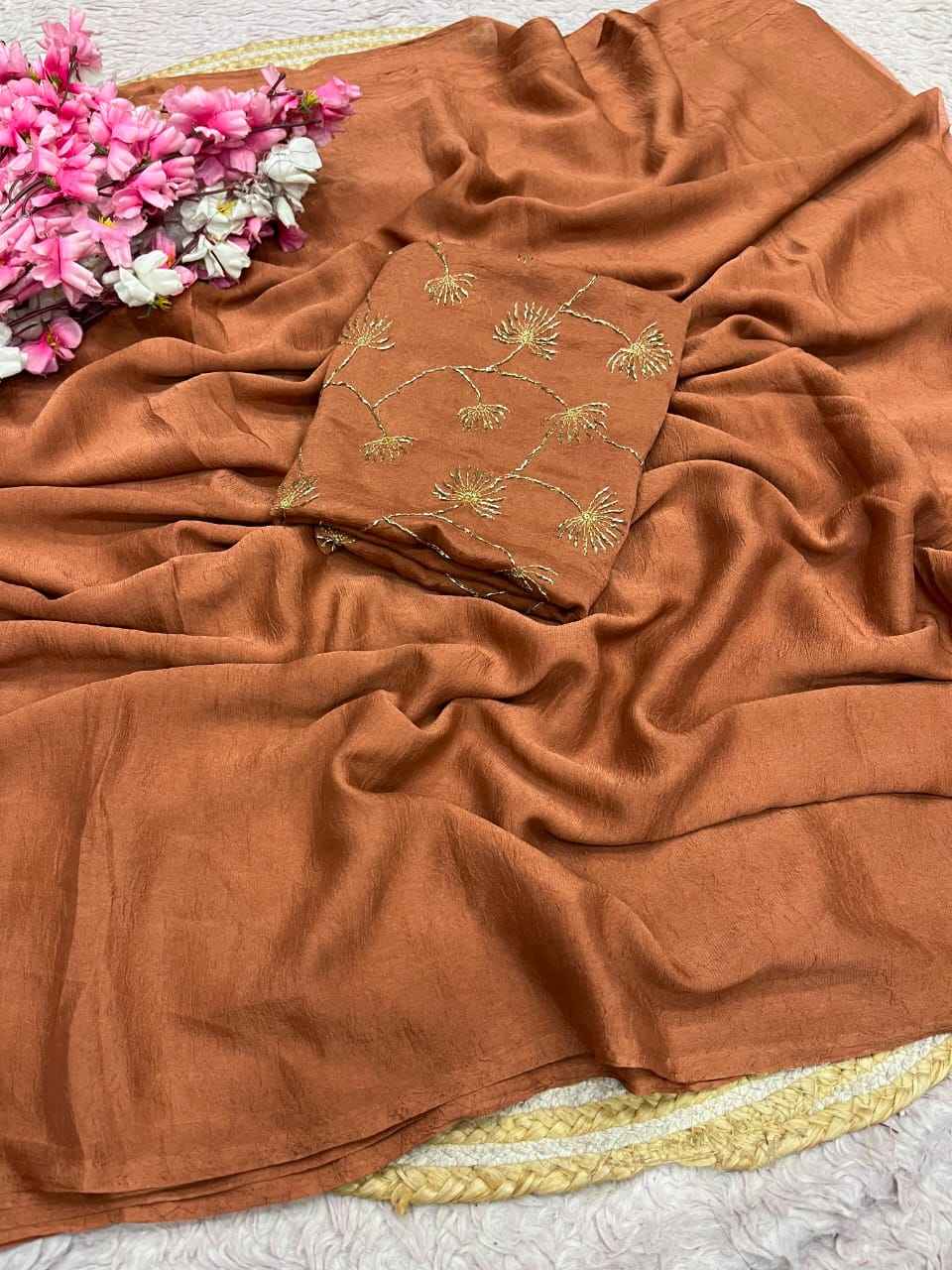 RANGOLI CRUSH PLAIN DESIGNER SAREE