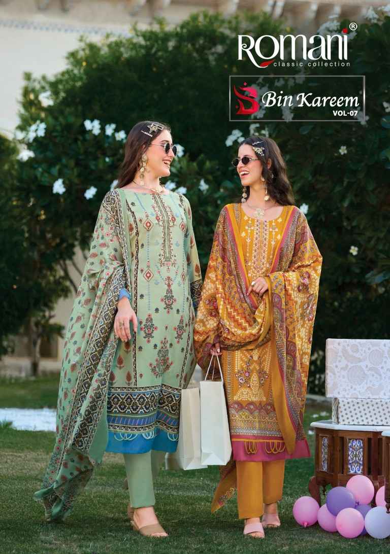 ROMANI BIN KAREEM VOL-7 SOFT COTTON DIGITAL STYLE PRINTED DRESS MATERIAL 