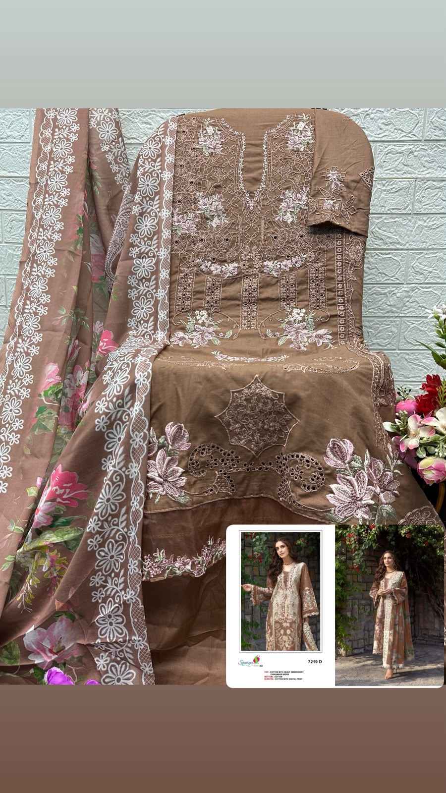 SANIYA TRENDZ ELAF COTTON CHIKANKARI WORK PAKISTANI DRESS MATERIAL