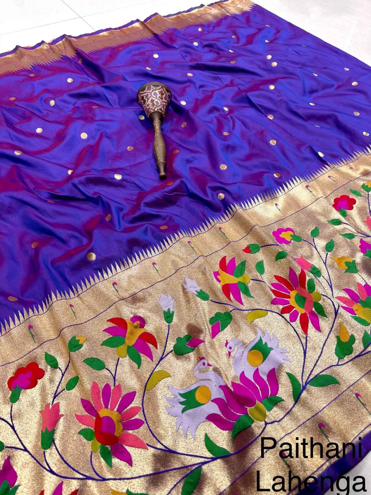 SOFT BANARASI PAITHANI SILK ZARI WEAVING UNSTICH LAHENGA CHOLI 2