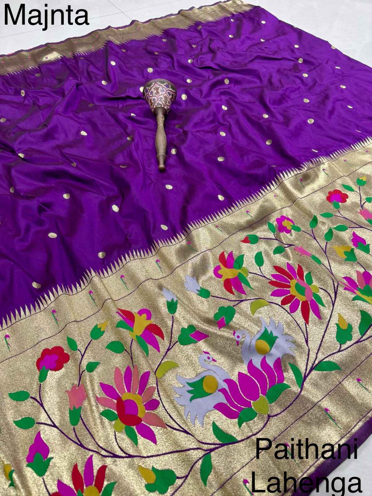 SOFT BANARASI PAITHANI SILK ZARI WEAVING UNSTICH LAHENGA CHOLI 2