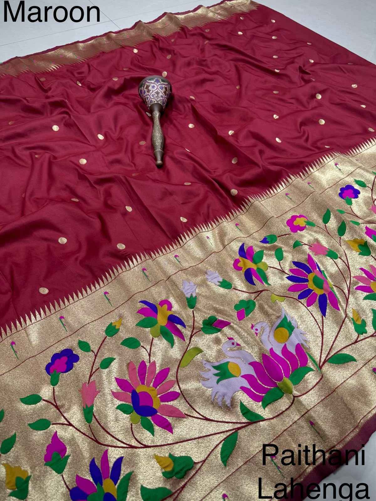 SOFT BANARASI PAITHANI SILK ZARI WEAVING UNSTICH LAHENGA CHOLI 2