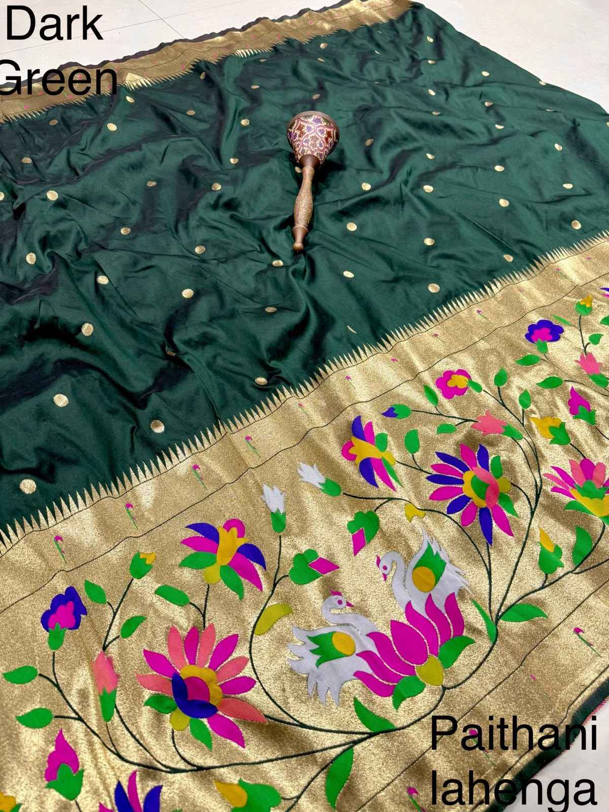 SOFT BANARASI PAITHANI SILK ZARI WEAVING UNSTICH LAHENGA CHOLI 2