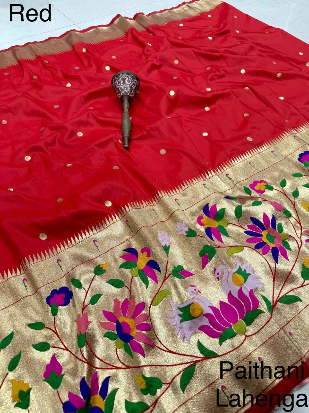 SOFT BANARASI PAITHANI SILK ZARI WEAVING UNSTICH LAHENGA CHOLI 2