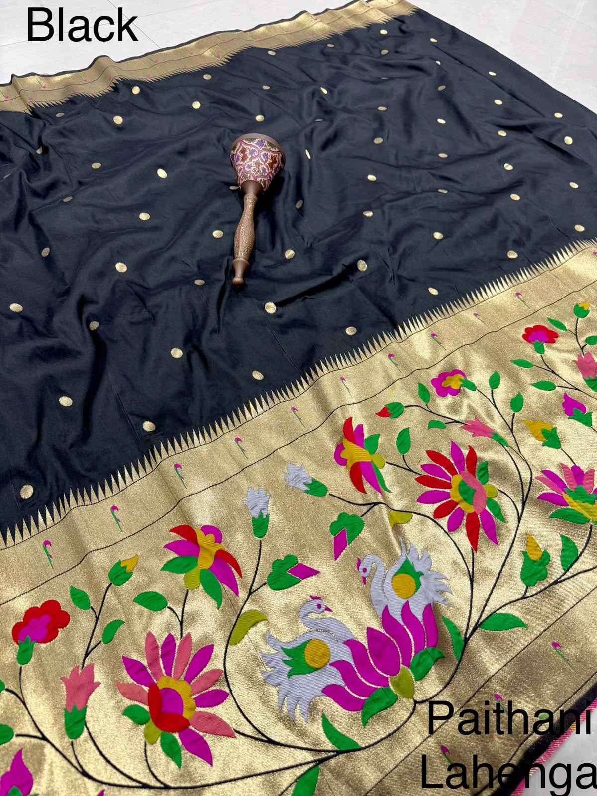 SOFT BANARASI PAITHANI SILK ZARI WEAVING UNSTICH LAHENGA CHOLI 2