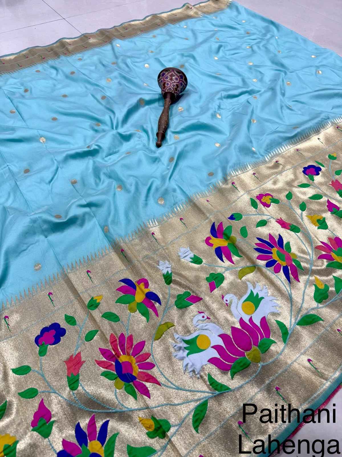 SOFT BANARASI PAITHANI SILK ZARI WEAVING UNSTICH LAHENGA CHOLI 2